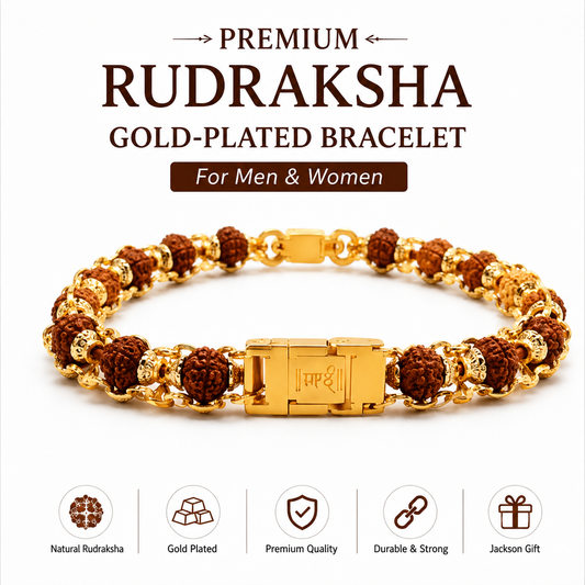 Pack of 2 Rudraksha Bracelet | Gold-Plated Spiritual Bracelet for Men & Women