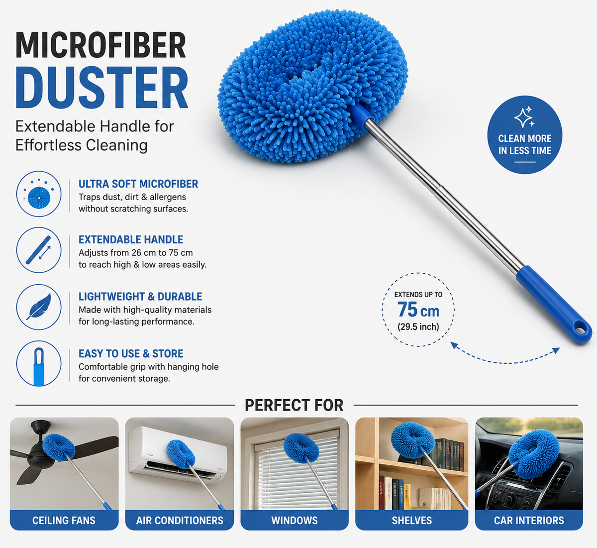Extendable Microfiber Ceiling Fan & Home Cleaning Duster