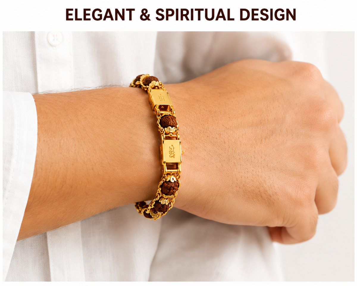 Pack of 2 Rudraksha Bracelet | Gold-Plated Spiritual Bracelet for Men & Women