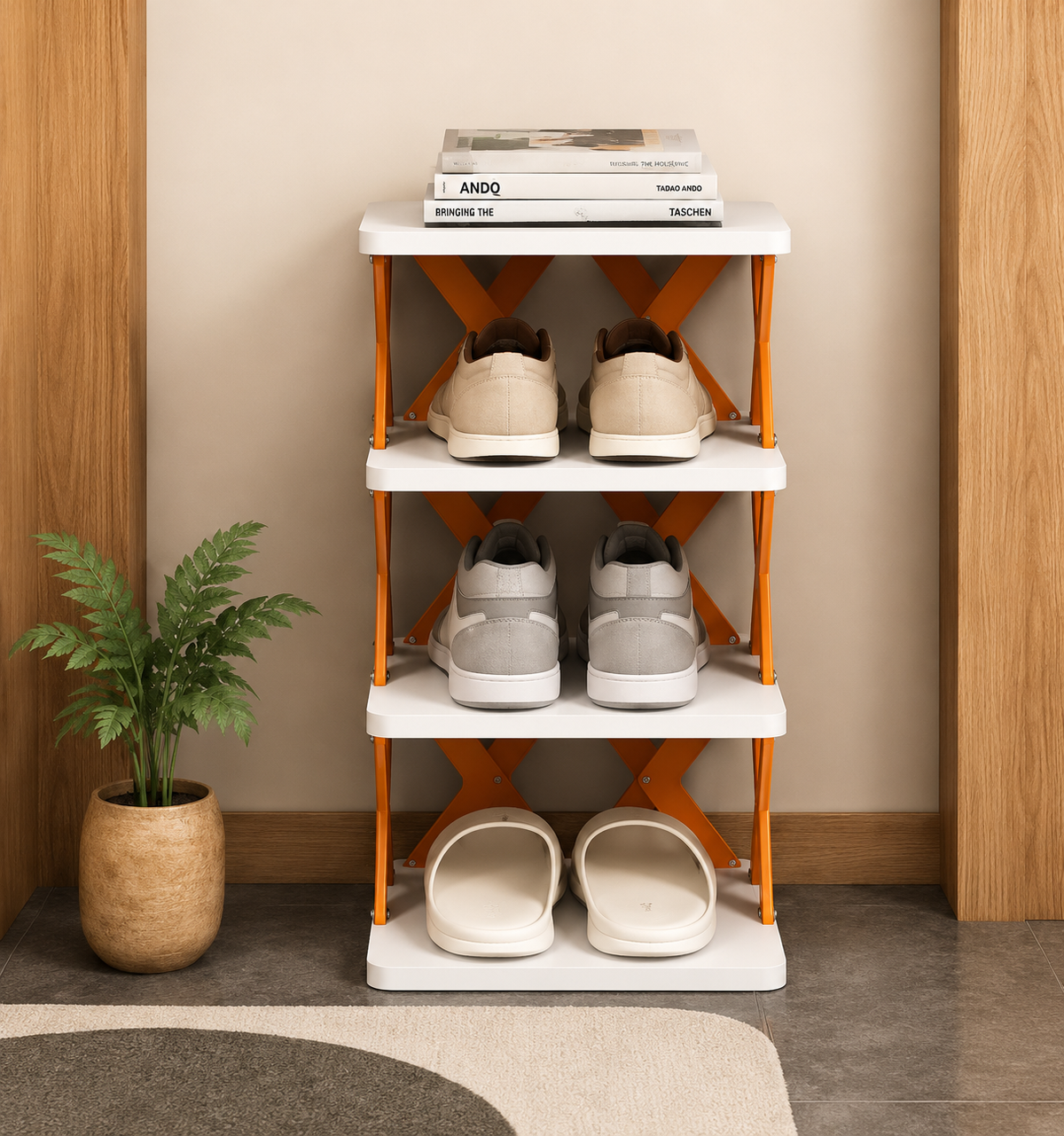 4-Tier Foldable Shoe Rack | Space-Saving Storage Organizer