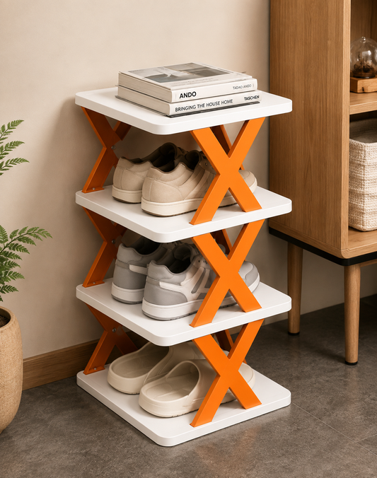 4-Tier Foldable Shoe Rack | Space-Saving Storage Organizer