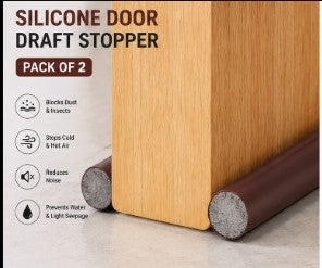 Silicone Door Draft Stopper (Pack of 2) – Noise, Dust & Insect Blocker